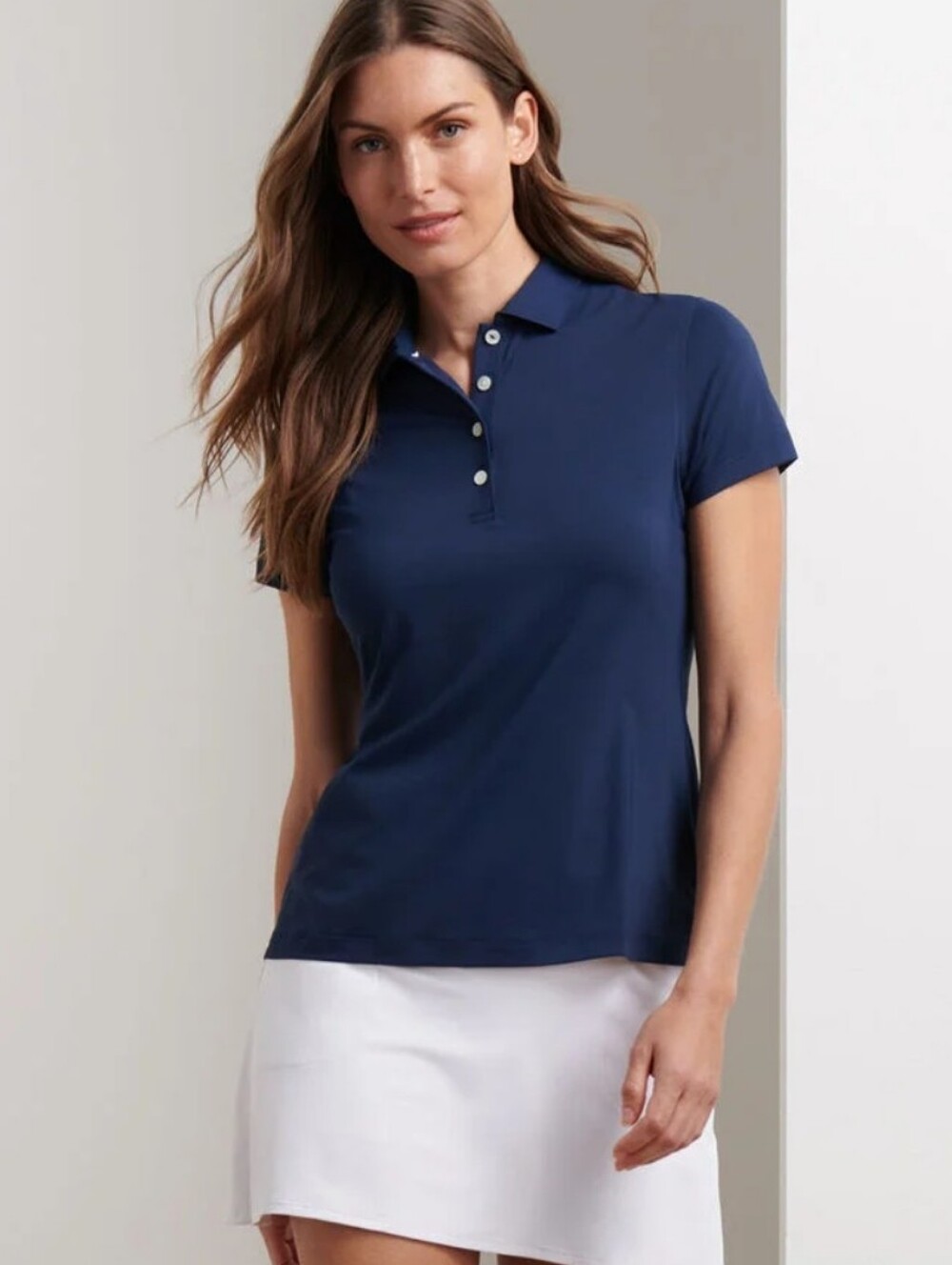 Peter Millar Women's Navy Short-Sleeve Polo Size Medium With Business Logo